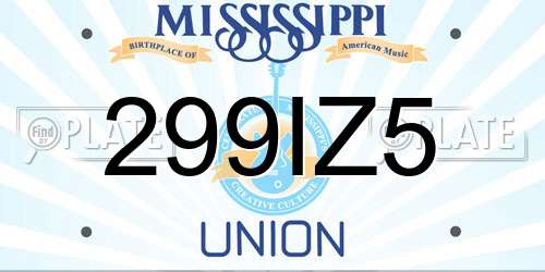 299IZ5 Mississippi License Plate