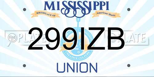 299IZB Mississippi License Plate