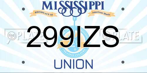 299IZS Mississippi License Plate