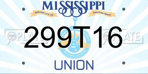 299T16 Mississippi License Plate