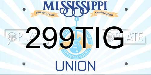 299TIG Mississippi License Plate