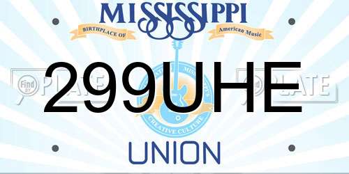 299UHE Mississippi License Plate