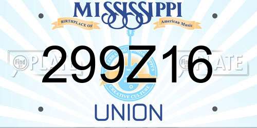 299Z16 Mississippi License Plate
