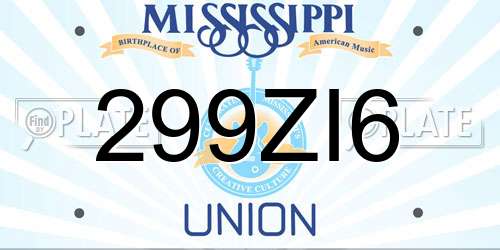 299ZI6 Mississippi License Plate