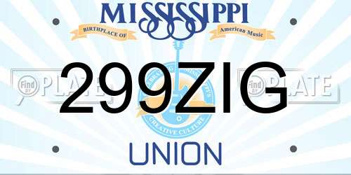 299ZIG Mississippi License Plate