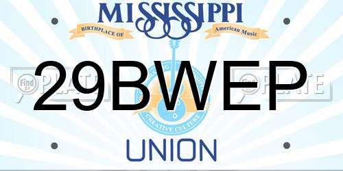 29BWEP Mississippi License Plate