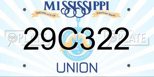 29C322 Mississippi License Plate