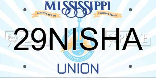 29NISHA Mississippi License Plate