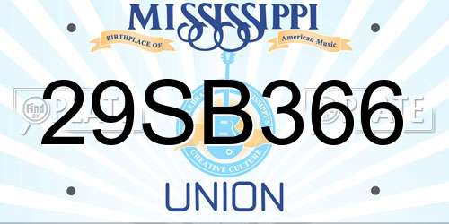 29SB366 Mississippi License Plate