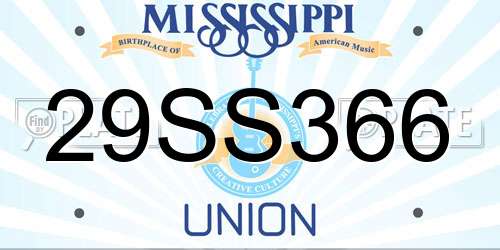 29SS366 Mississippi License Plate