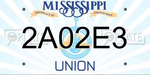 2A02E3 Mississippi License Plate