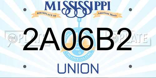 2A06B2 Mississippi License Plate