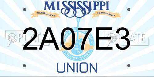 2A07E3 Mississippi License Plate