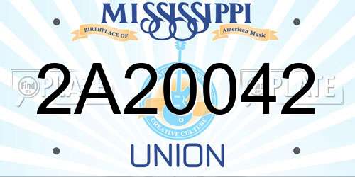 2A20042 Mississippi License Plate