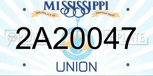 2A20047 Mississippi License Plate