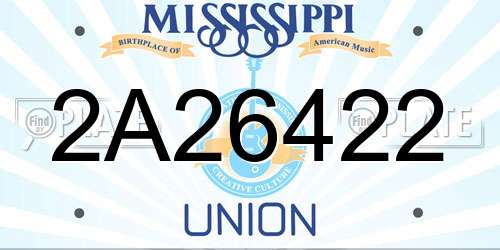 2A26422 Mississippi License Plate