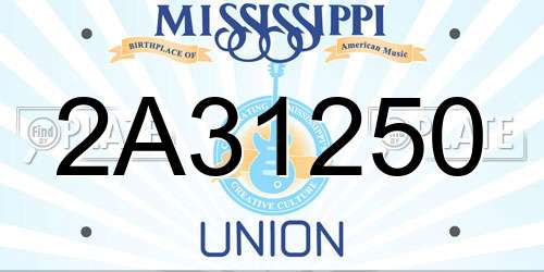 2A31250 Mississippi License Plate