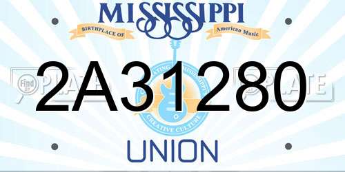 2A31280 Mississippi License Plate