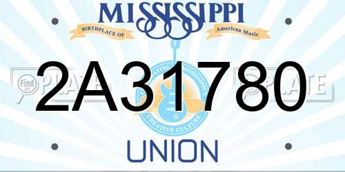 2A31780 Mississippi License Plate