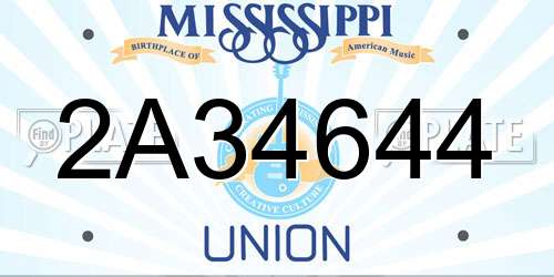 2A34644 Mississippi License Plate