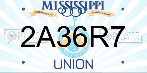 2A36R7 Mississippi License Plate