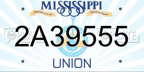 2A39555 Mississippi License Plate