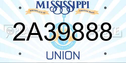 2A39888 Mississippi License Plate