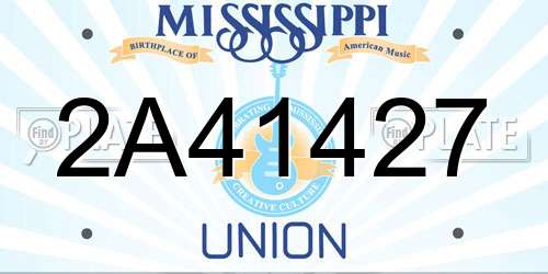 2A41427 Mississippi License Plate