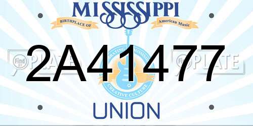 2A41477 Mississippi License Plate