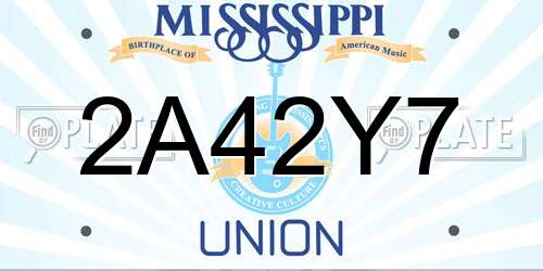 2A42Y7 Mississippi License Plate