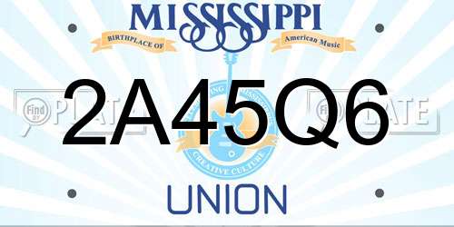 2A45Q6 Mississippi License Plate
