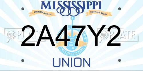 2A47Y2 Mississippi License Plate