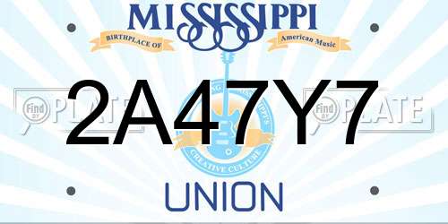 2A47Y7 Mississippi License Plate
