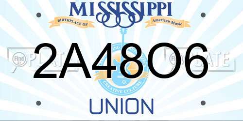 2A48O6 Mississippi License Plate