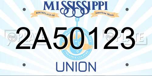 2A50123 Mississippi License Plate