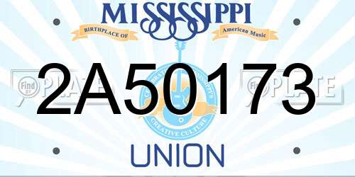 2A50173 Mississippi License Plate