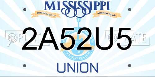 2A52U5 Mississippi License Plate