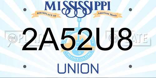 2A52U8 Mississippi License Plate