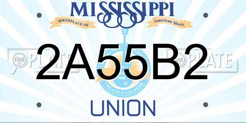 2A55B2 Mississippi License Plate