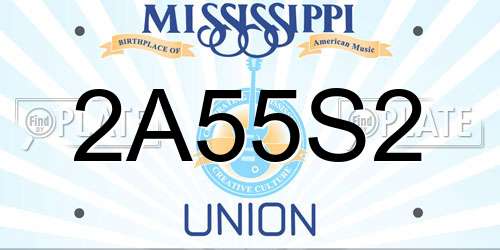 2A55S2 Mississippi License Plate