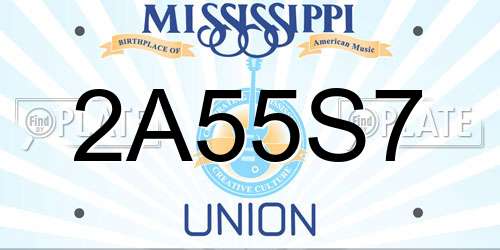 2A55S7 Mississippi License Plate