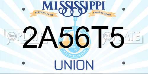 2A56T5 Mississippi License Plate