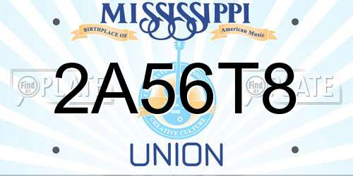 2A56T8 Mississippi License Plate