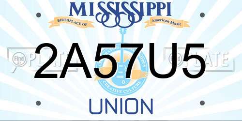 2A57U5 Mississippi License Plate