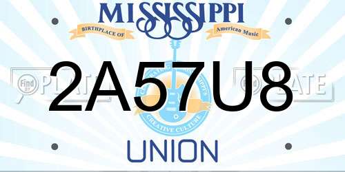 2A57U8 Mississippi License Plate
