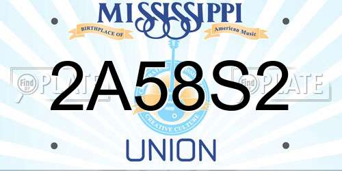 2A58S2 Mississippi License Plate