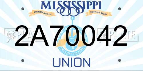 2A70042 Mississippi License Plate