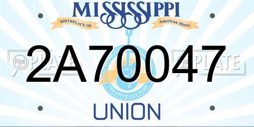 2A70047 Mississippi License Plate