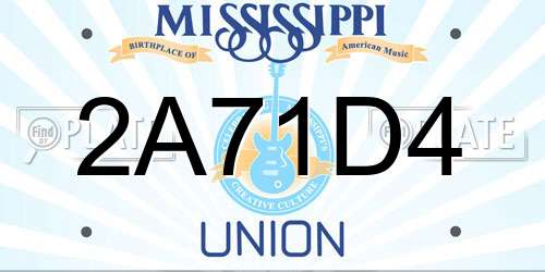 2A71D4 Mississippi License Plate