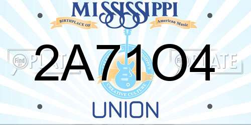 2A71O4 Mississippi License Plate